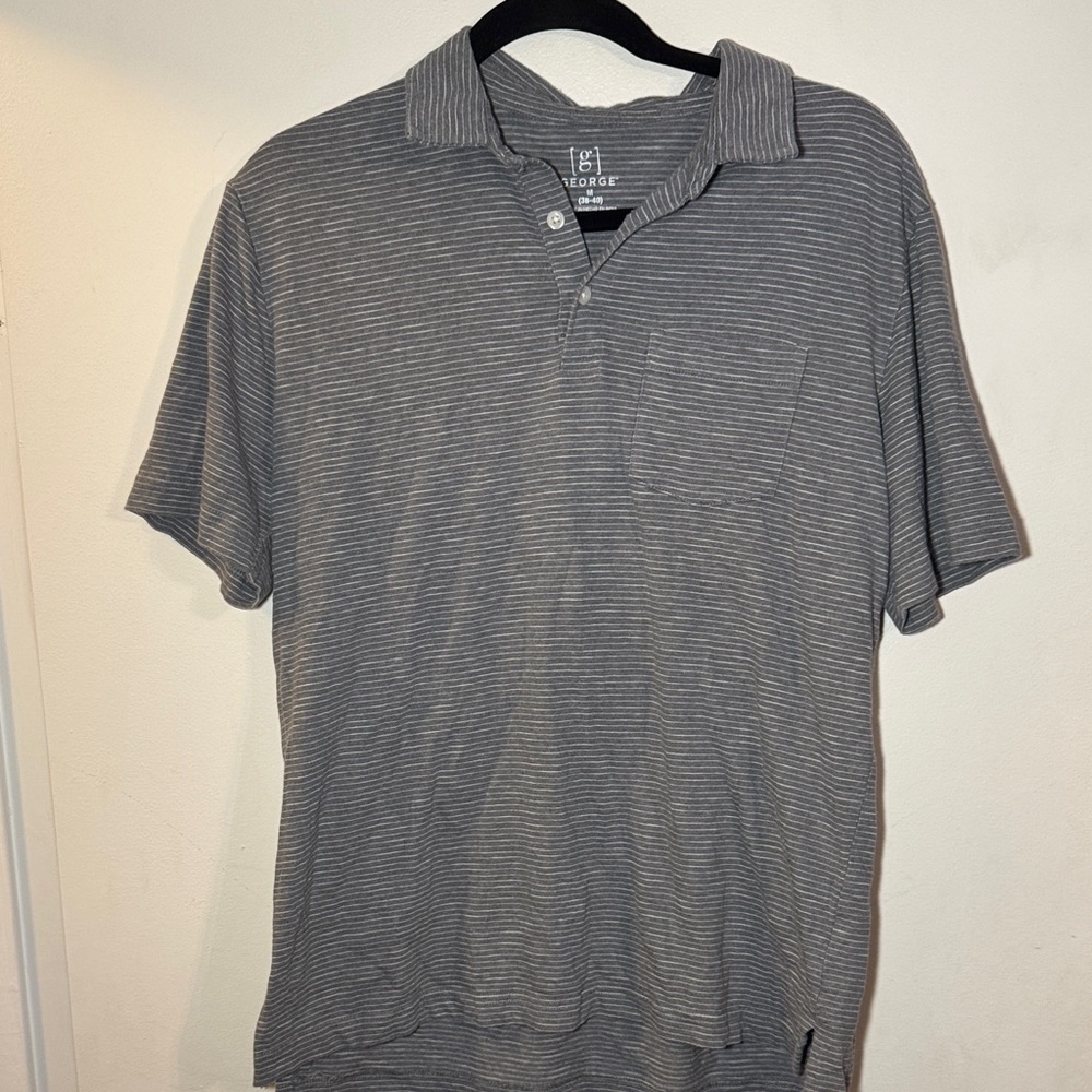 Izod Men's Charcoal Striped Polo Shirt